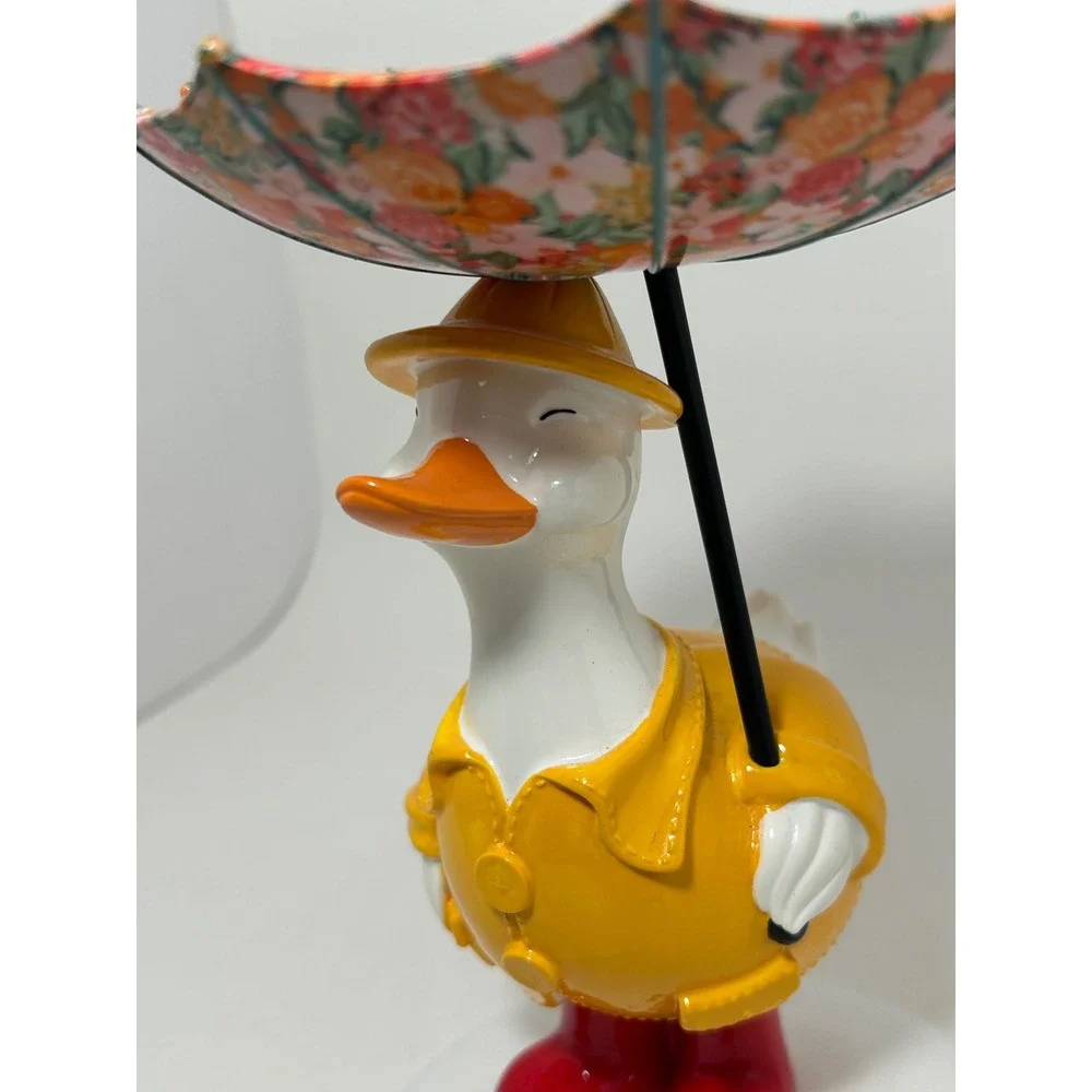 Bath & Body Works Duck in Raincoat Floral Umbrella 3-Wick Candle Holder Figurine - Picture 3 of 8
